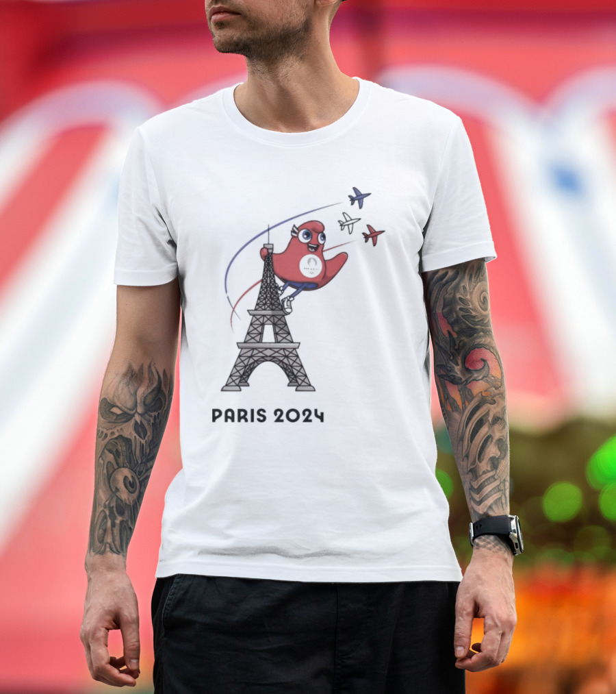 Paris 2024 Eiffel Tower Mascot Planes T-Shirt