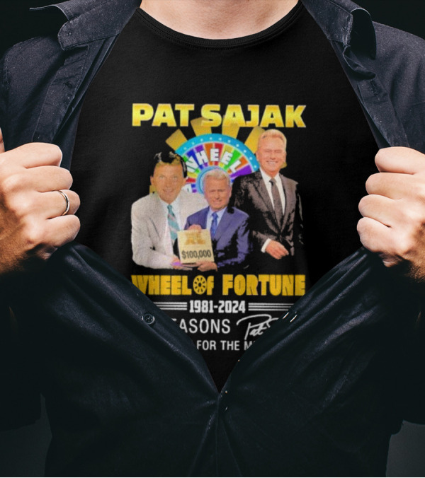 Pat Sajak Wheel Of Fortune 1981 2024 Thank You For The Memories 41 Seasons Signature T-Shirt