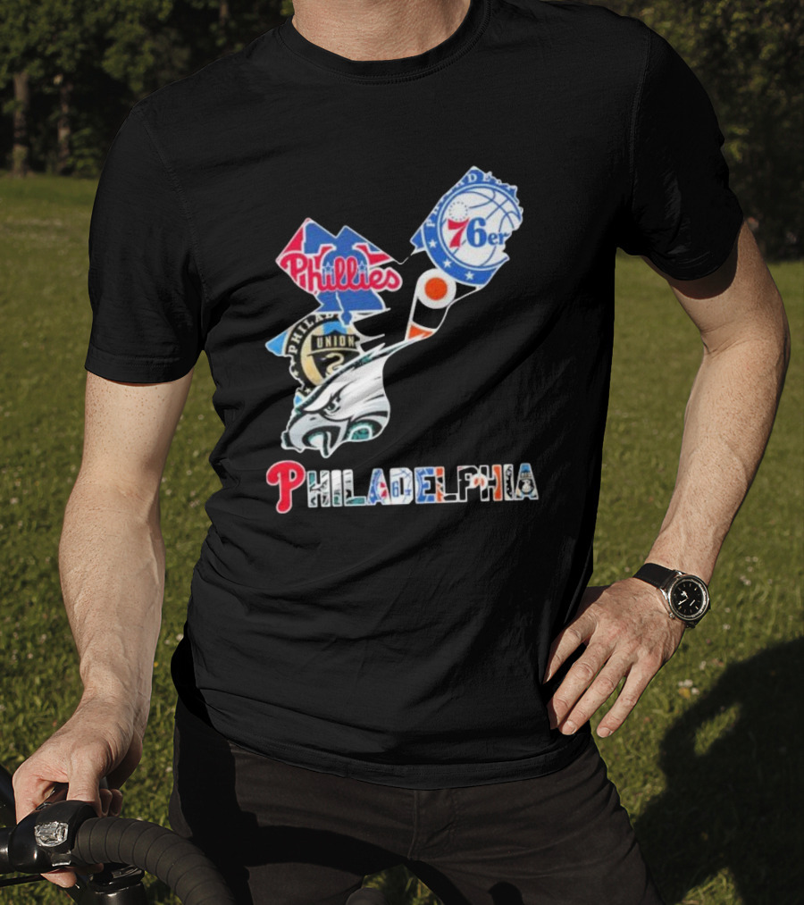 Philadelphia Eagles Phillies 76ers Union Flyers T-Shirt