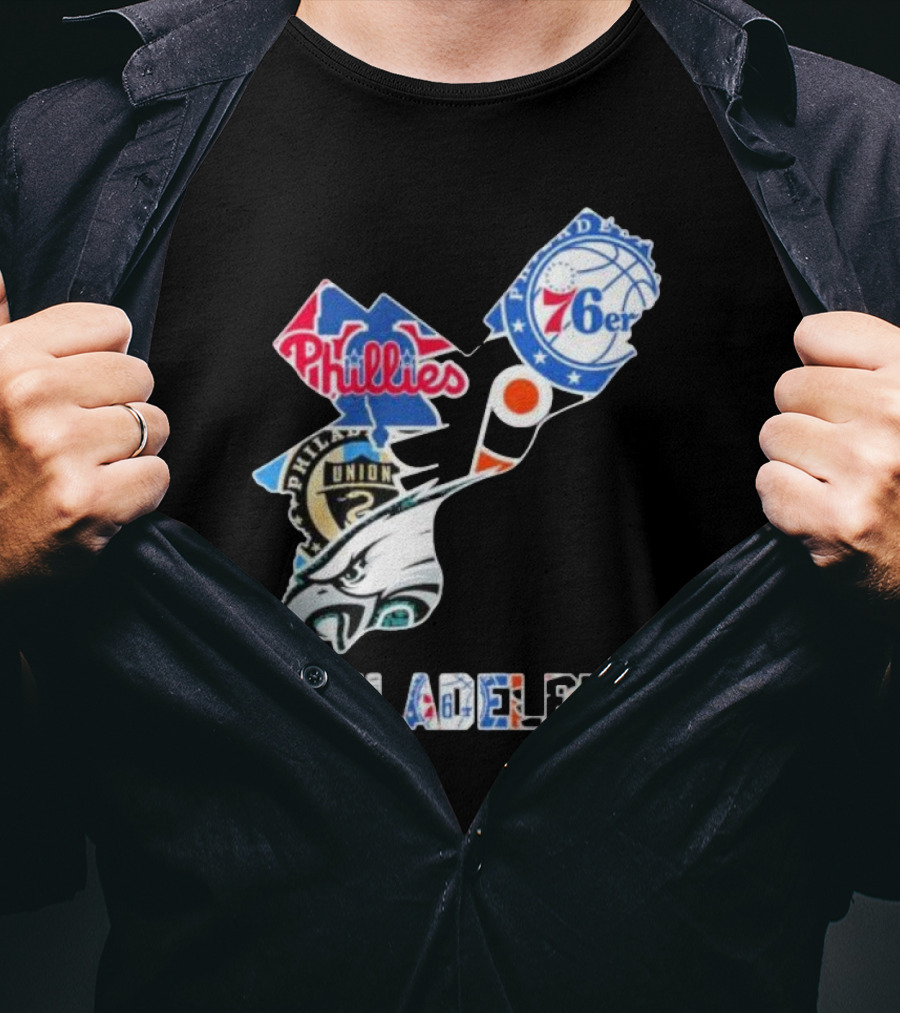 Philadelphia Eagles Phillies 76ers Union Flyers T-Shirt