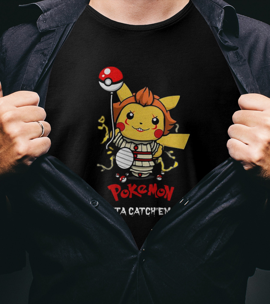 Pikachu Pennywise Pokemon Gotta Catch'em All Balloon Mashup T-Shirt