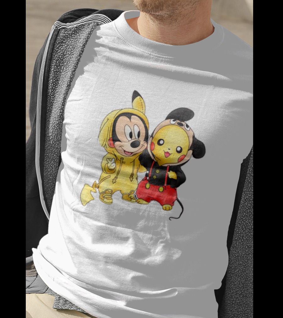 Pikachu Pokemon Mickey Mouse Crossover Fan T-Shirt