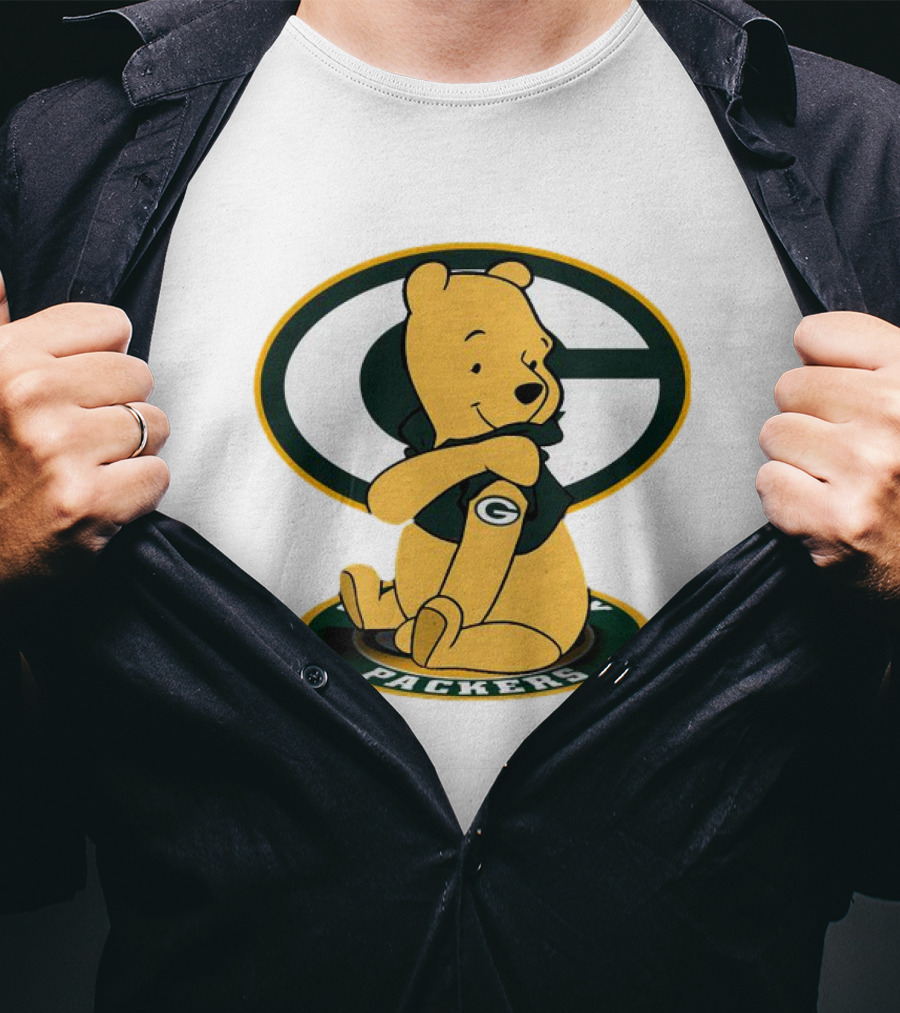 Pooh Green Bay Packers Logo Tattoo T-Shirt