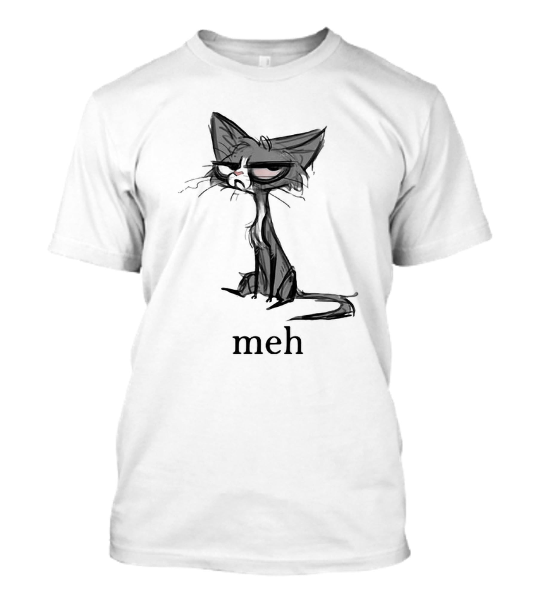 Siamese Cat Meh Expression Dark Mood T-Shirt