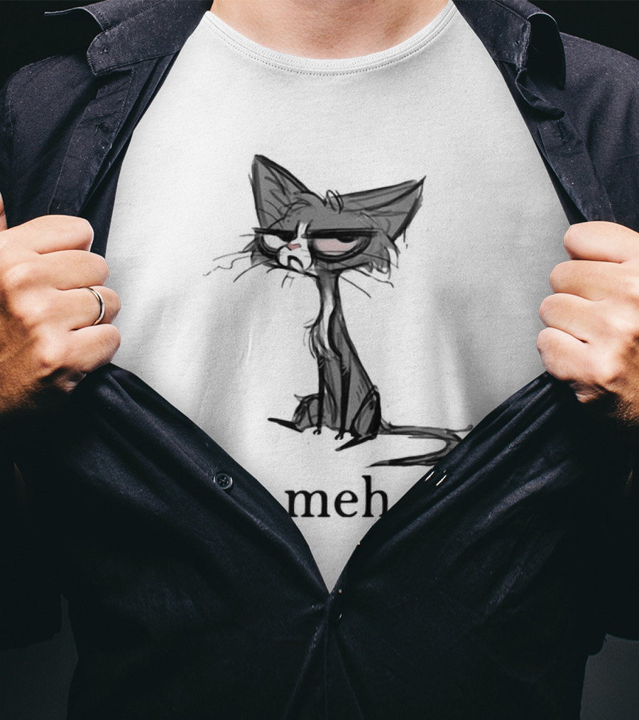 Siamese Cat Meh Expression Dark Mood T-Shirt