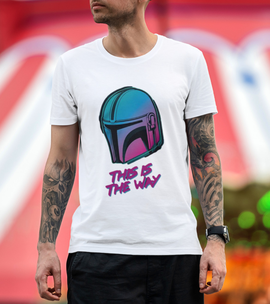 Star Wars The Mandalorian Helmet This Is The Way Neon T-Shirt