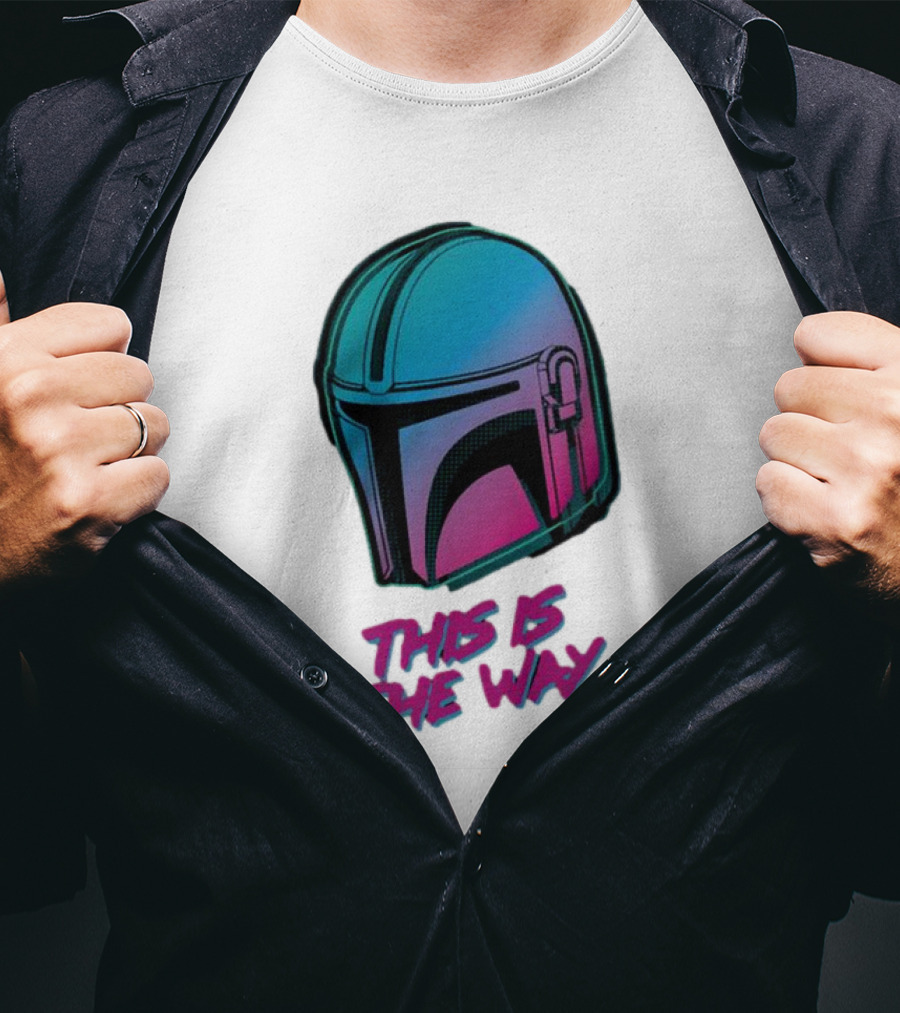 Star Wars The Mandalorian Helmet This Is The Way Neon T-Shirt
