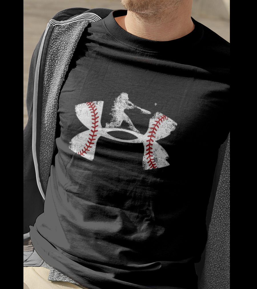 Under Armour Baseball Player Silhouette Logo With Stitching T-Shirt