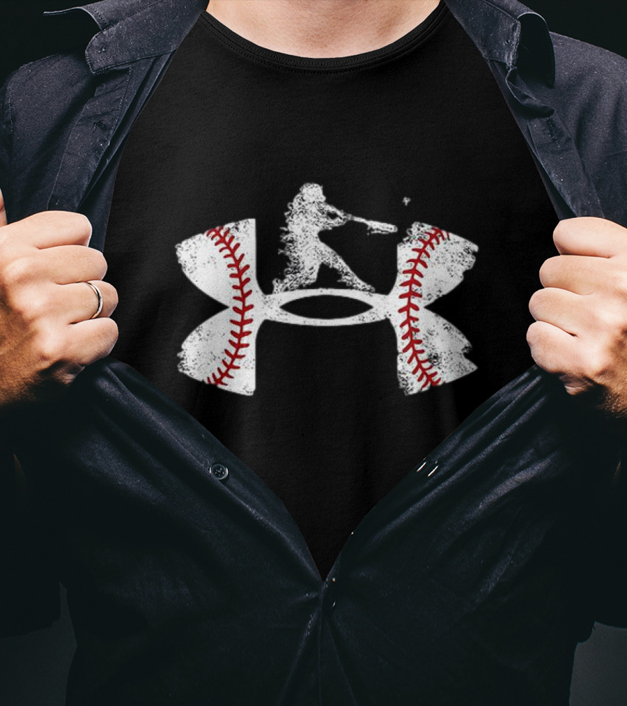 Under Armour Baseball Player Silhouette Logo With Stitching T-Shirt