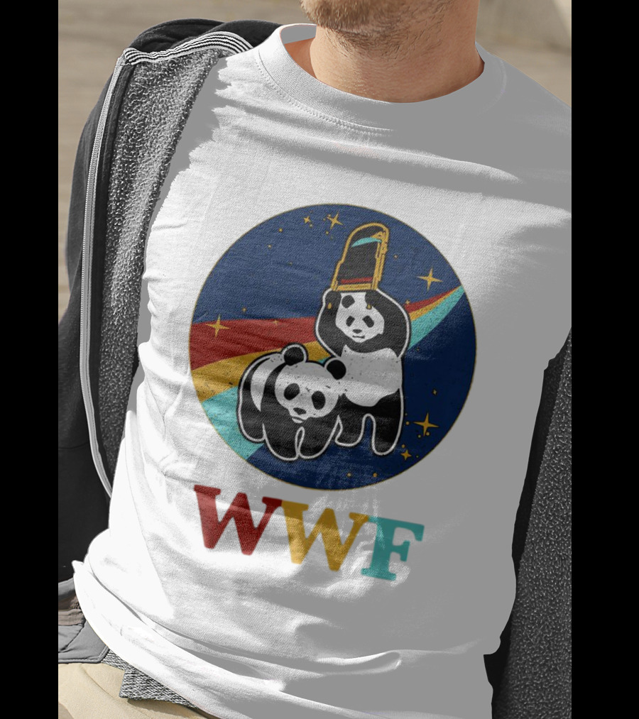 WWF Panda Bear Wrestling NASA Astronauts Space T-Shirt