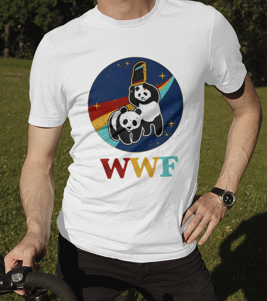 WWF Panda Bear Wrestling NASA Astronauts Space T-Shirt