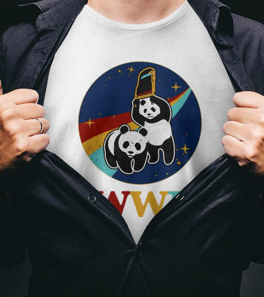 WWF Panda Bear Wrestling NASA Astronauts Space T-Shirt