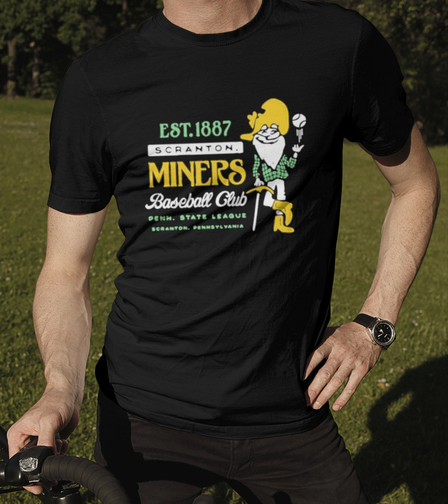 Est 1887 Scranton Miners Baseball Club Penn State League Scranton Pennsylvania Mascot T-Shirt