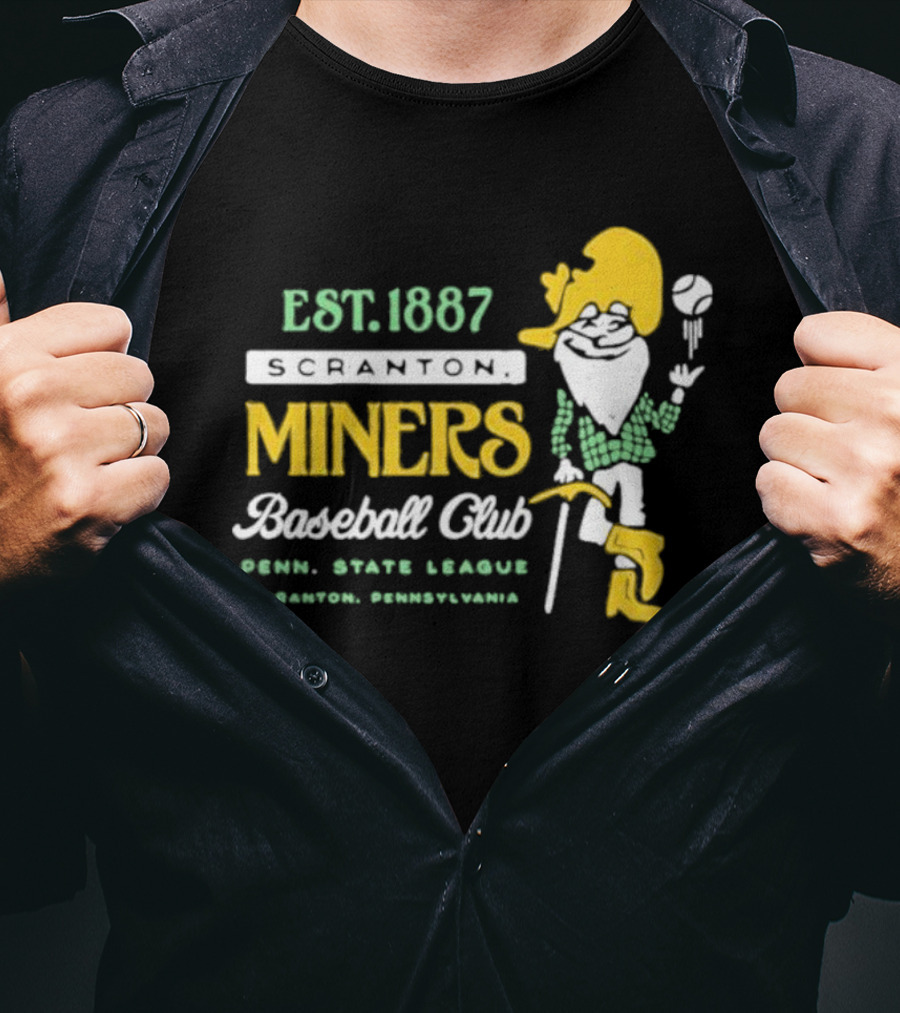 Est 1887 Scranton Miners Baseball Club Penn State League Scranton Pennsylvania Mascot T-Shirt