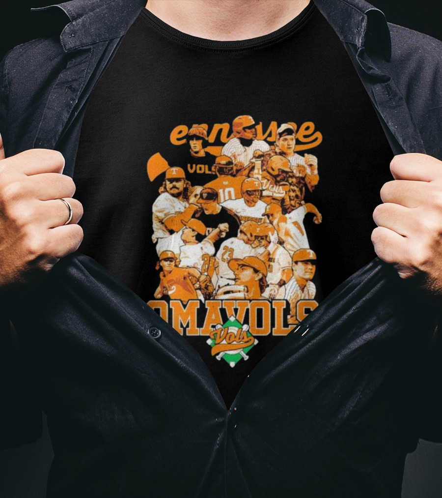 Tennessee Volunteers Omavols Baseball Players Collage T-Shirt