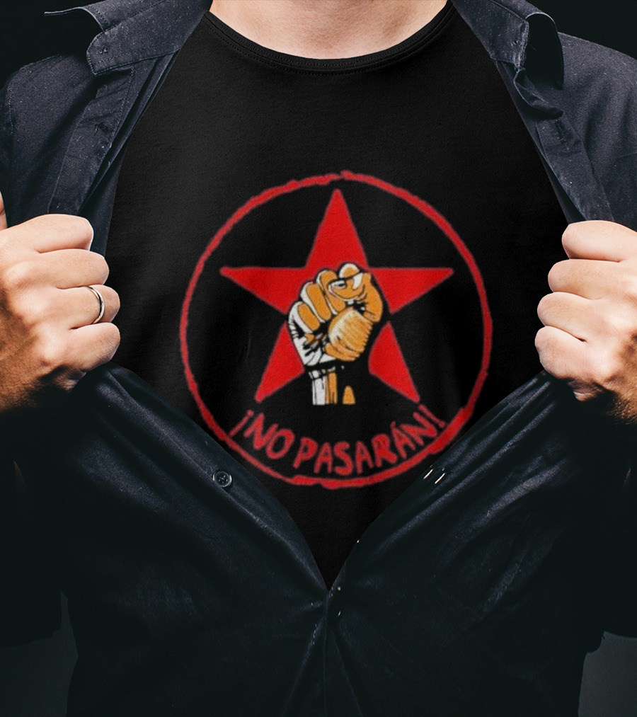 No Pasaran Red Star Fist Symbol Spanish Civil War T-Shirt