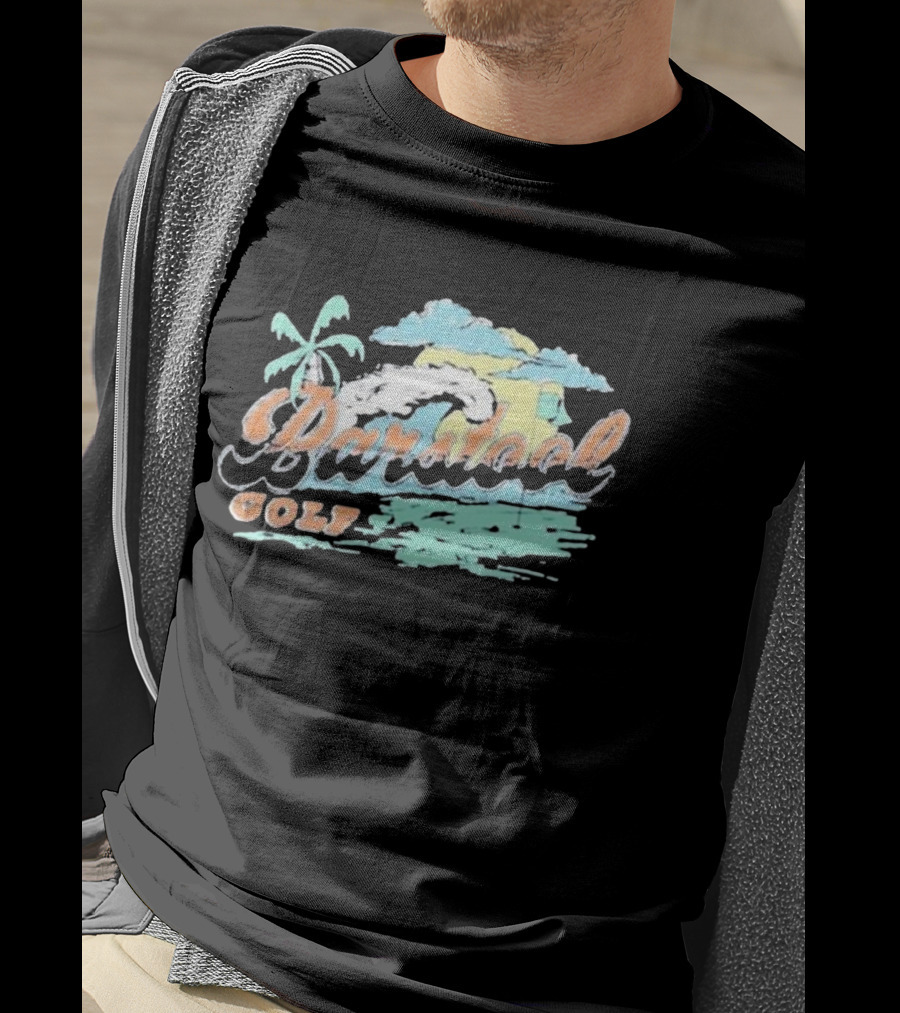 Golf Beach Wave Palm Tree Ocean Sunset T-Shirt