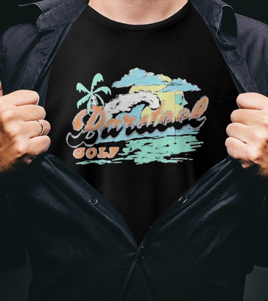 Golf Beach Wave Palm Tree Ocean Sunset T-Shirt