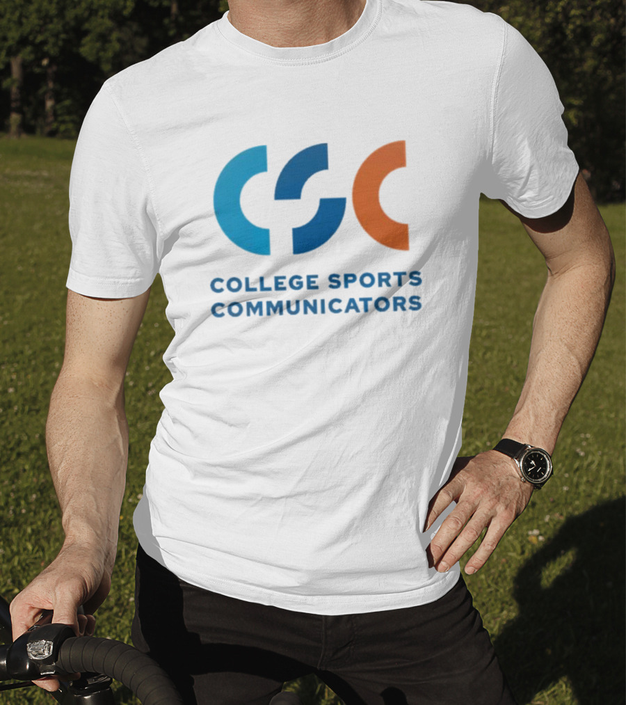 CSC College Sports Communicators Blue Orange T-Shirt