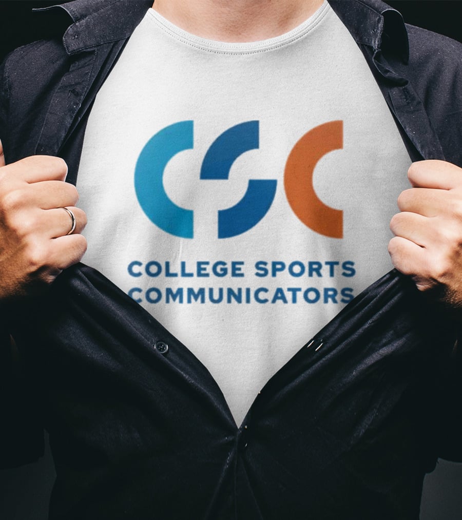 CSC College Sports Communicators Blue Orange T-Shirt