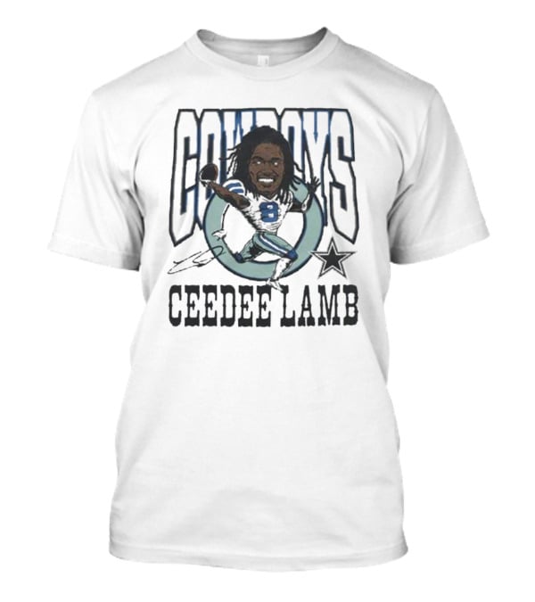 Cowboys Ceedee Lamb Number 88 Football Star Signature T-Shirt
