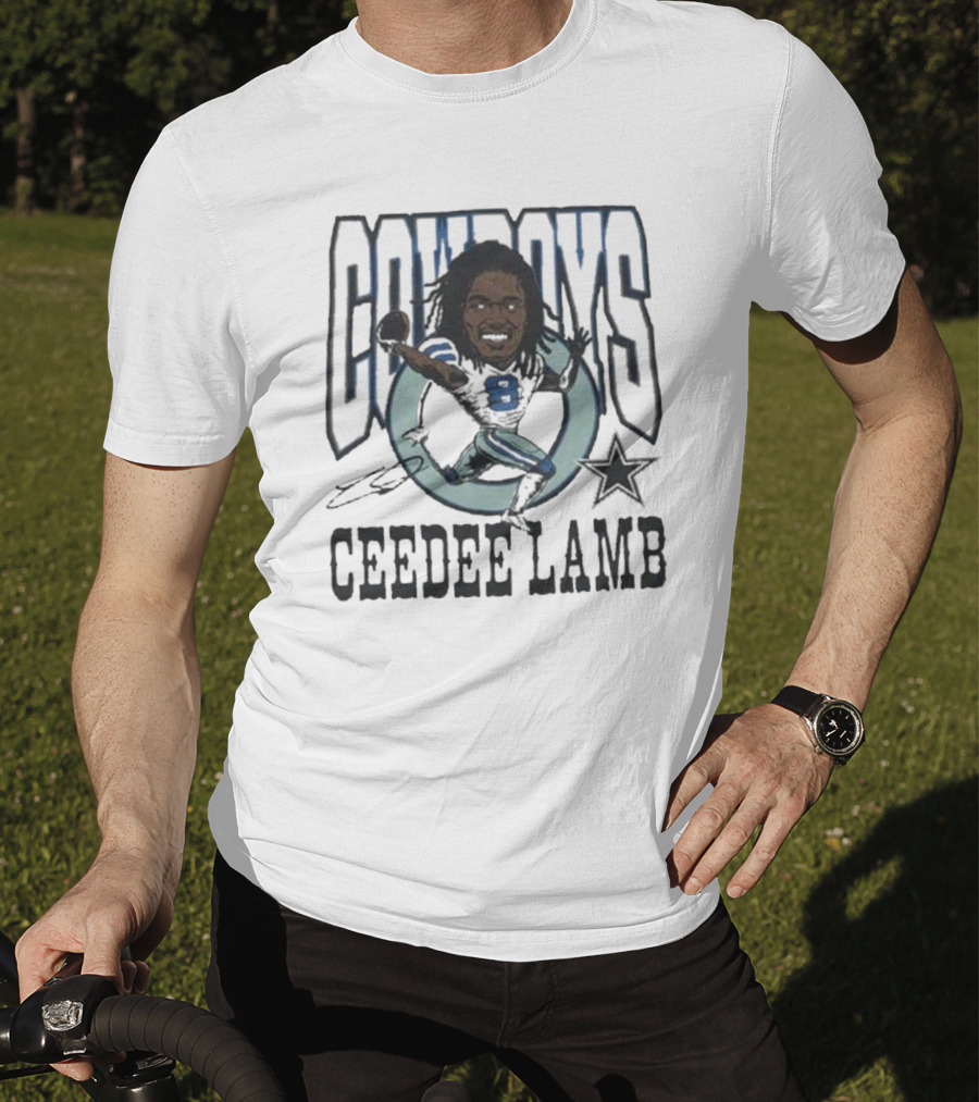 Cowboys Ceedee Lamb Number 88 Football Star Signature T-Shirt