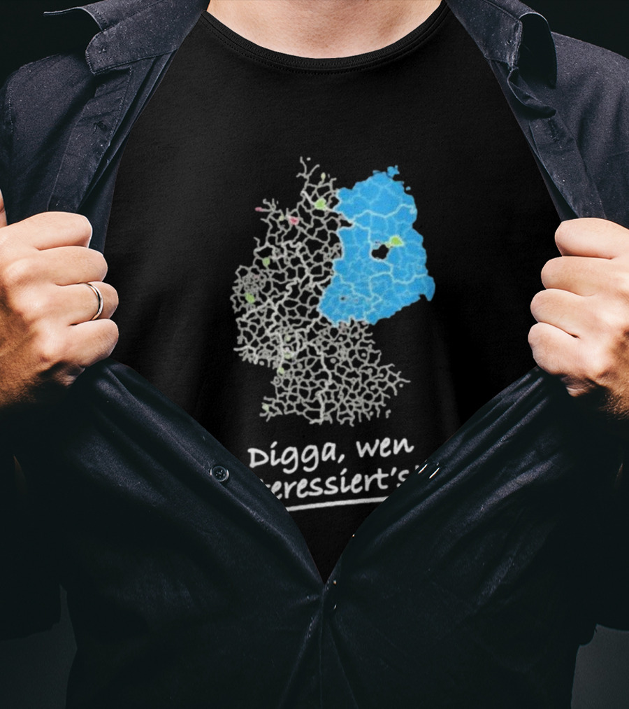 Digga Wen Interessiert Map Outline Blue Highlight T-Shirt