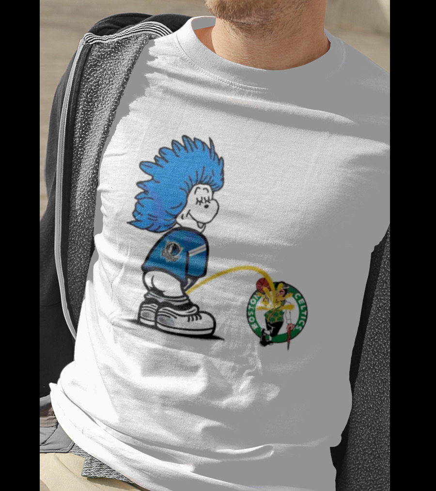 Dr Seuss Thing One Dallas Mavericks Urine On Boston Celtics T-Shirt