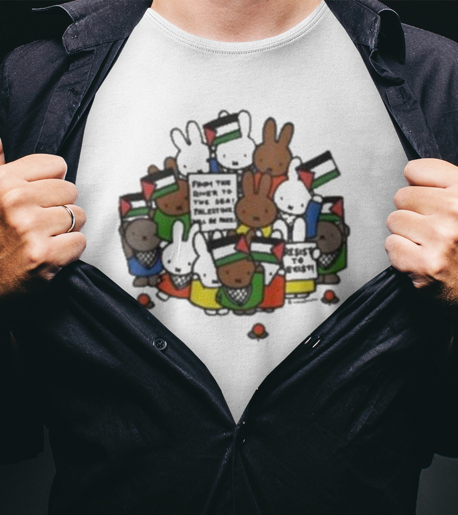 Freedom Fighting Bunnies With Flags And Colorful Outfits T-Shirt