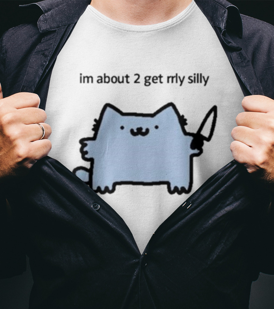 Im About 2 Get Rlly Silly Cat Holding Knife Cute Meme T-Shirt