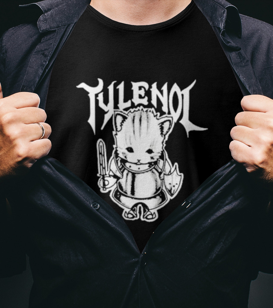 Tylenol Knight Cat Holding Sword And Shield By K45ink T-Shirt