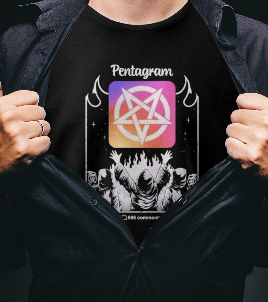 Pentagram Vol 2 666 Likes 666 Comments 666 Share Hoodie Circle Icon Ritual T-Shirt