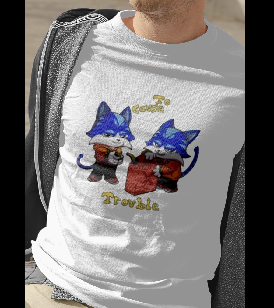 Toshi Base Here To Cause Trouble Mischievous Blue Cats With Gasoline Canister T-Shirt
