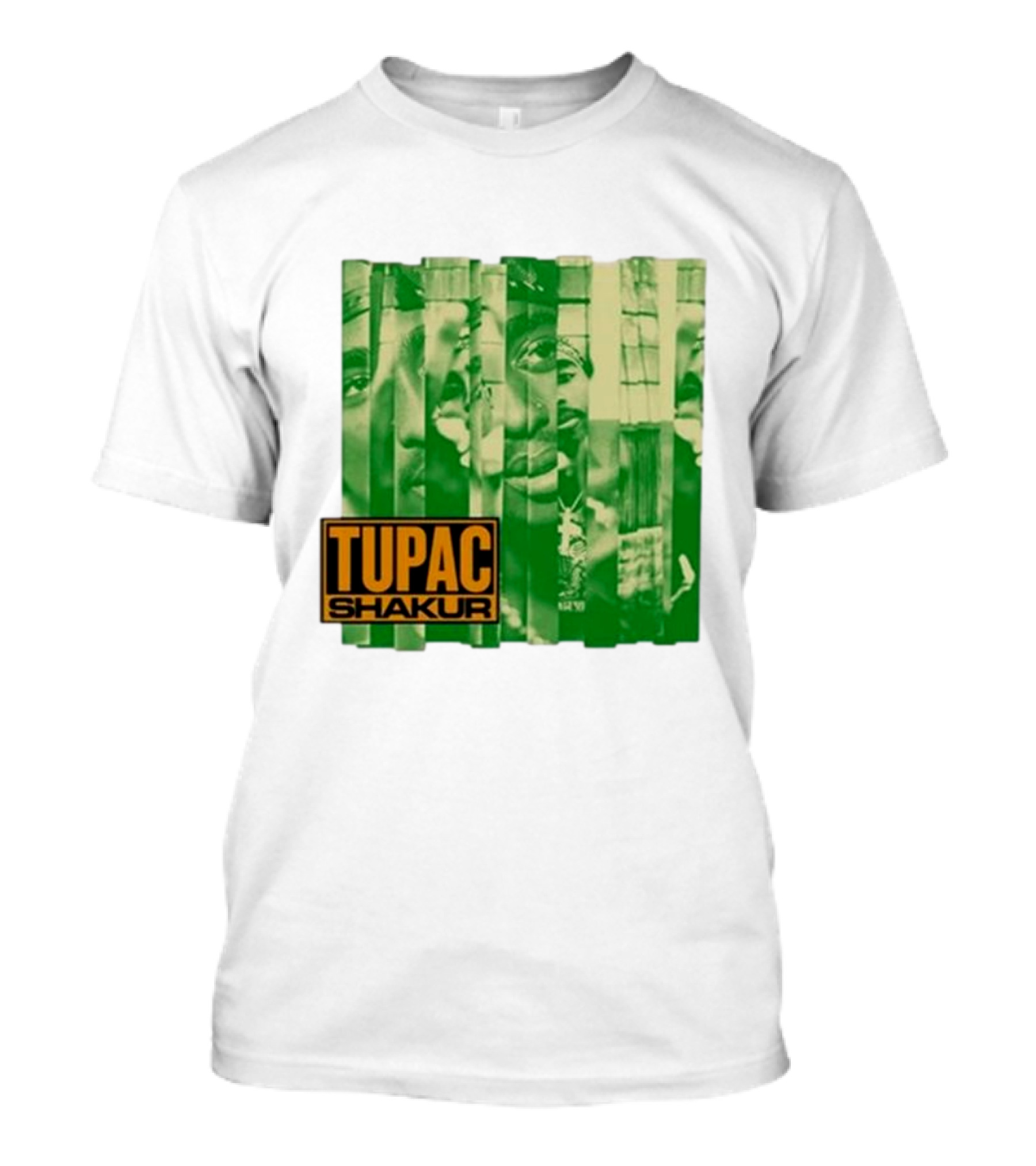 Tupac Shakur Green Photo Collage T-Shirt
