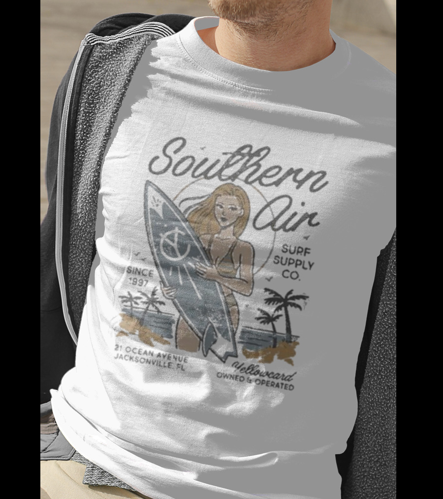 Southern Air Surf Supply Co Yellowcard Band 21 Ocean Avenue Jacksonville FL Since 1997 T-Shirt