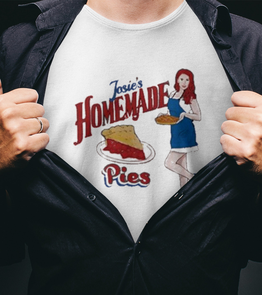 Josie’s Homemade Pies Woman With Cherry Pie And Blue Dress T-Shirt