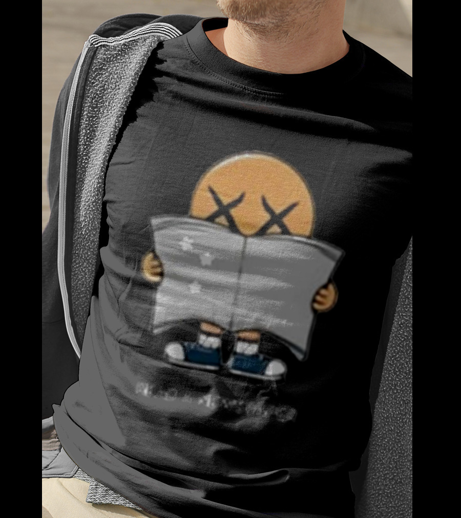 Read A Newspaper Character With Crossed Eye Symbol And Stars T-Shirt