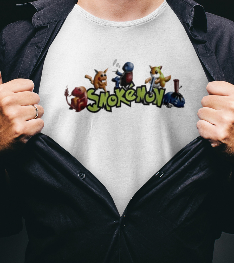 Streetwear 90s Vintage Smokemon Characters Graphics T-Shirt