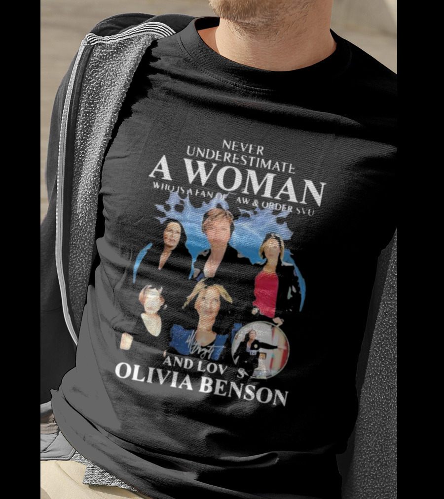 Never Underestimate A Woman Who Is A Fan Of Law And Order SVU And Loves Olivia Benson Lightning Collage T-Shirt
