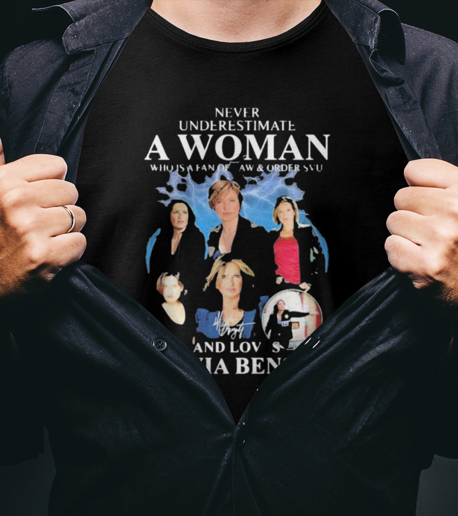 Never Underestimate A Woman Who Is A Fan Of Law And Order SVU And Loves Olivia Benson Lightning Collage T-Shirt