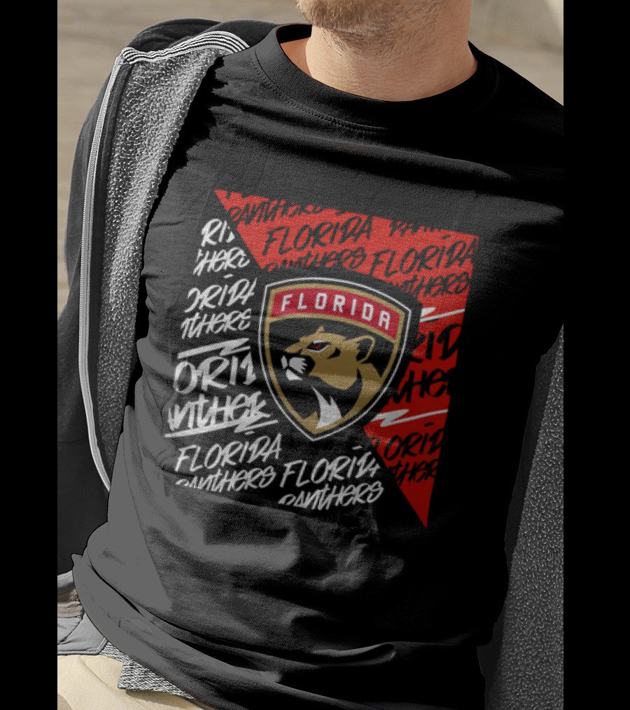 Florida Panthers Logo Text Florida Panthers Divide T-Shirt
