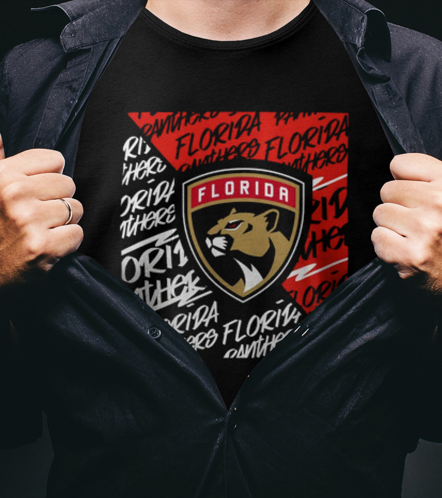 Florida Panthers Logo Text Florida Panthers Divide T-Shirt