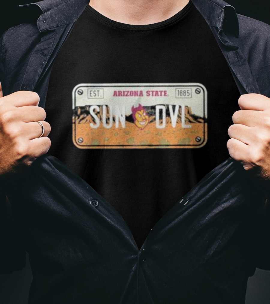 Arizona State Sun Devils Est 1885 License Plate T-Shirt