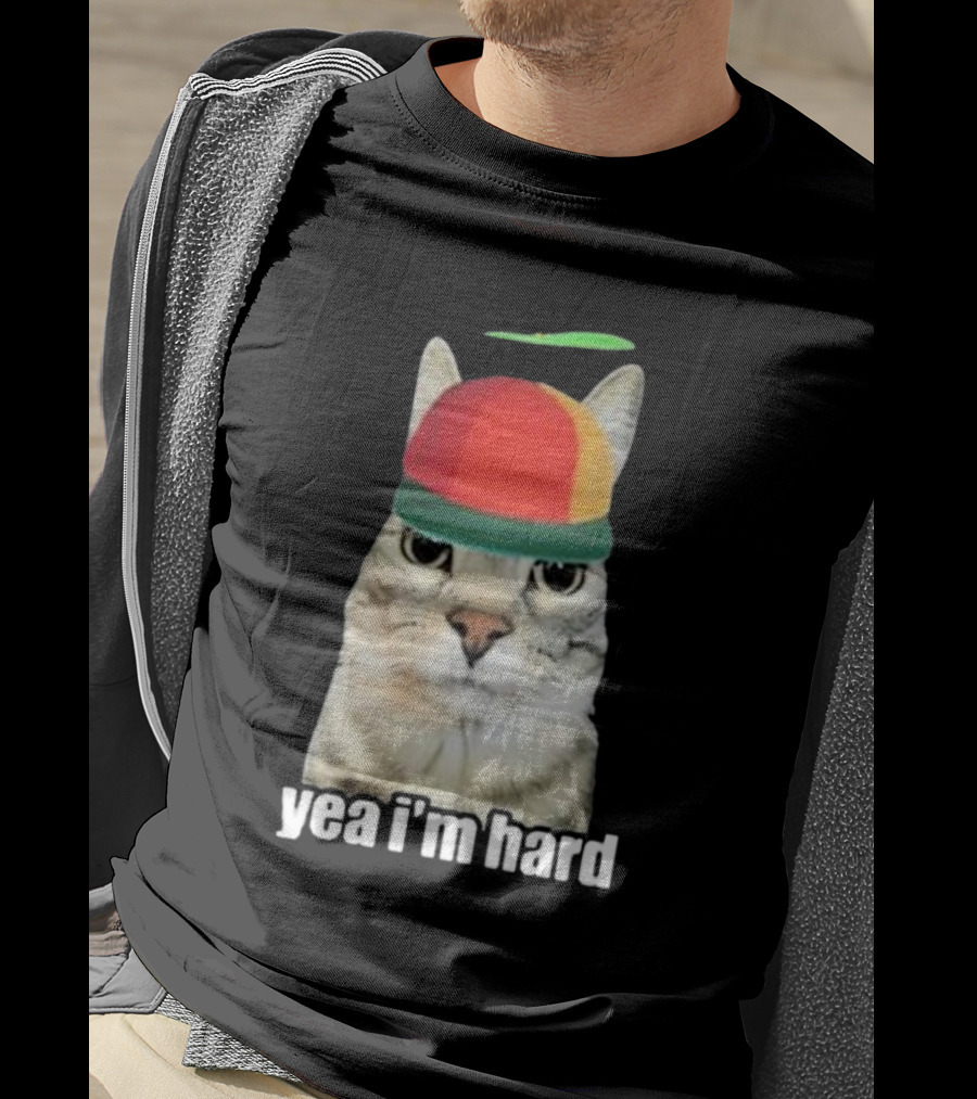 Yea I'm Hard Cat In Propeller Hat T-Shirt