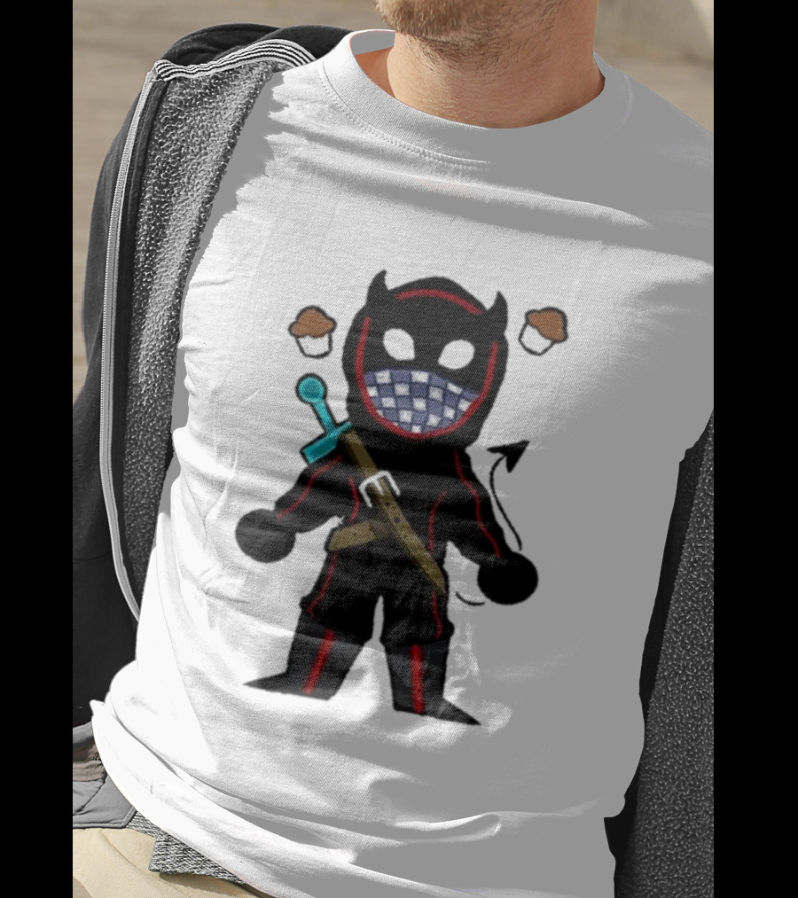 Coryxkenshin Badboyhalo Cute Cartoon Character With Sword And Muffins T-Shirt