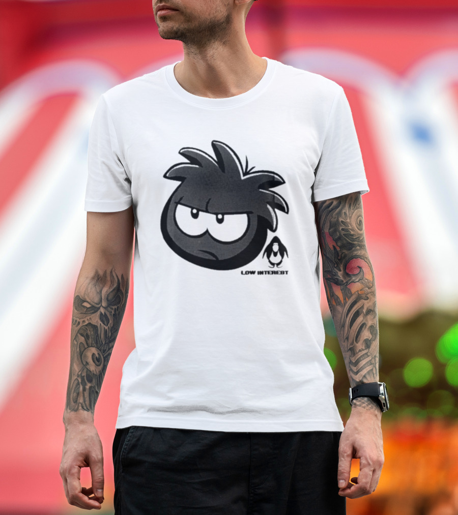 Low Interest Puffle Grumpy Face with Penguin T-Shirt