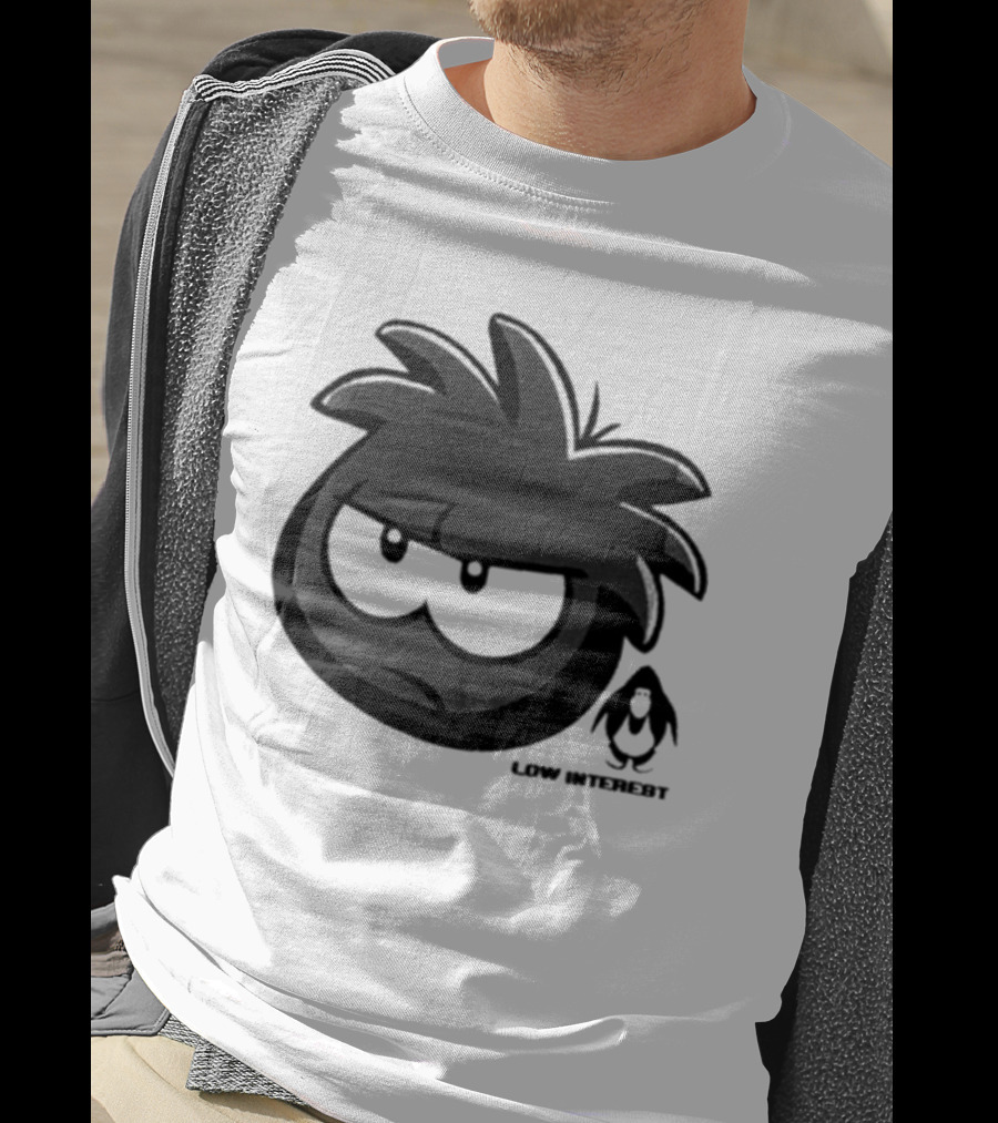 Low Interest Puffle Grumpy Face With Penguin T-Shirt