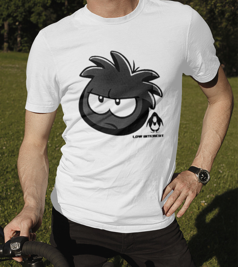 Low Interest Puffle Grumpy Face With Penguin T-Shirt