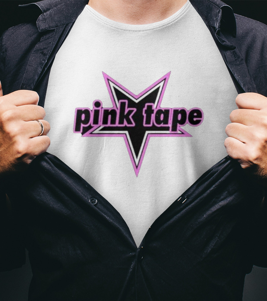 Pink Tape Star Icon Bold Black And Pink T-Shirt