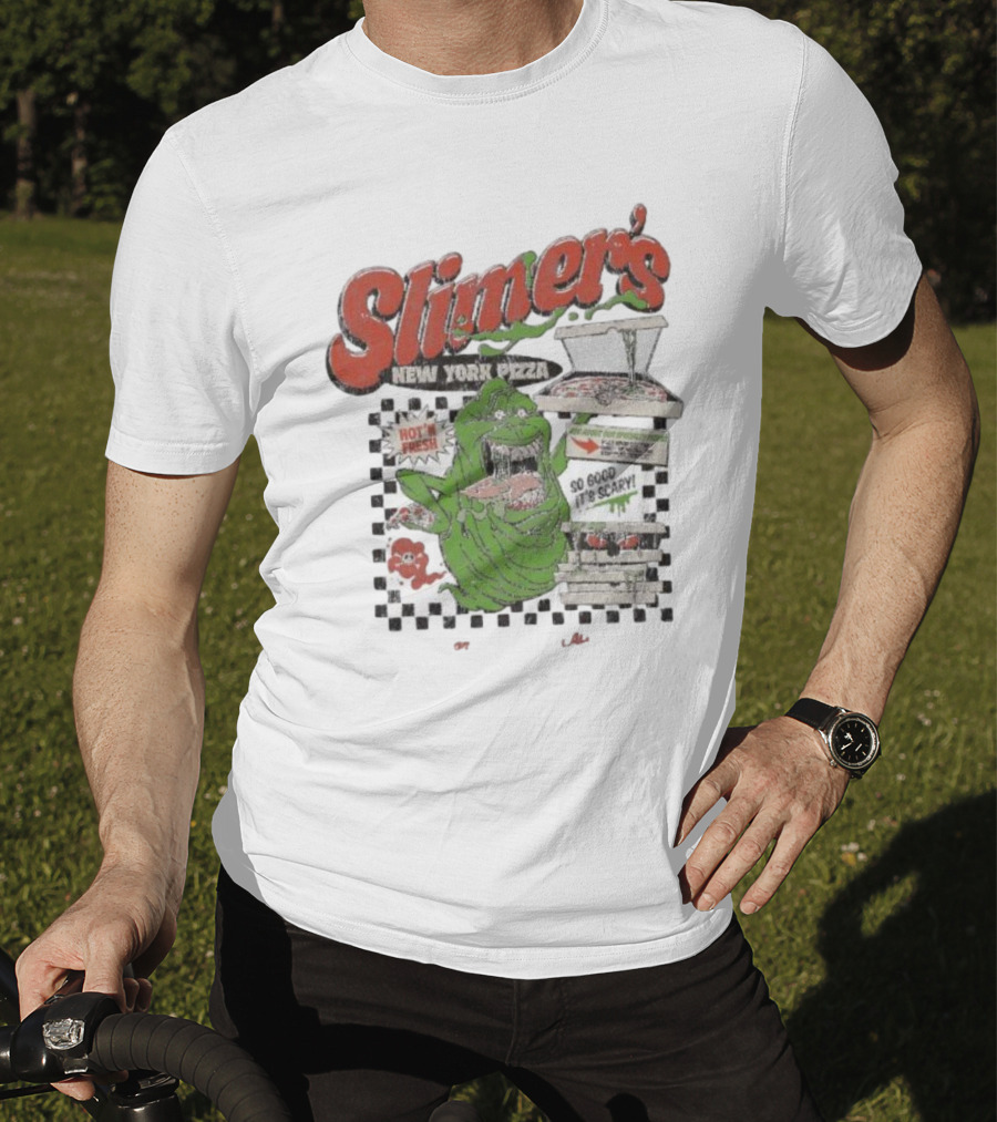 Slimer's New York Pizza Hot Fresh Delivery So Good It's Scary T-Shirt